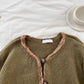 vintage knitted cardigan fashionable round neck sweater jacket     S4783