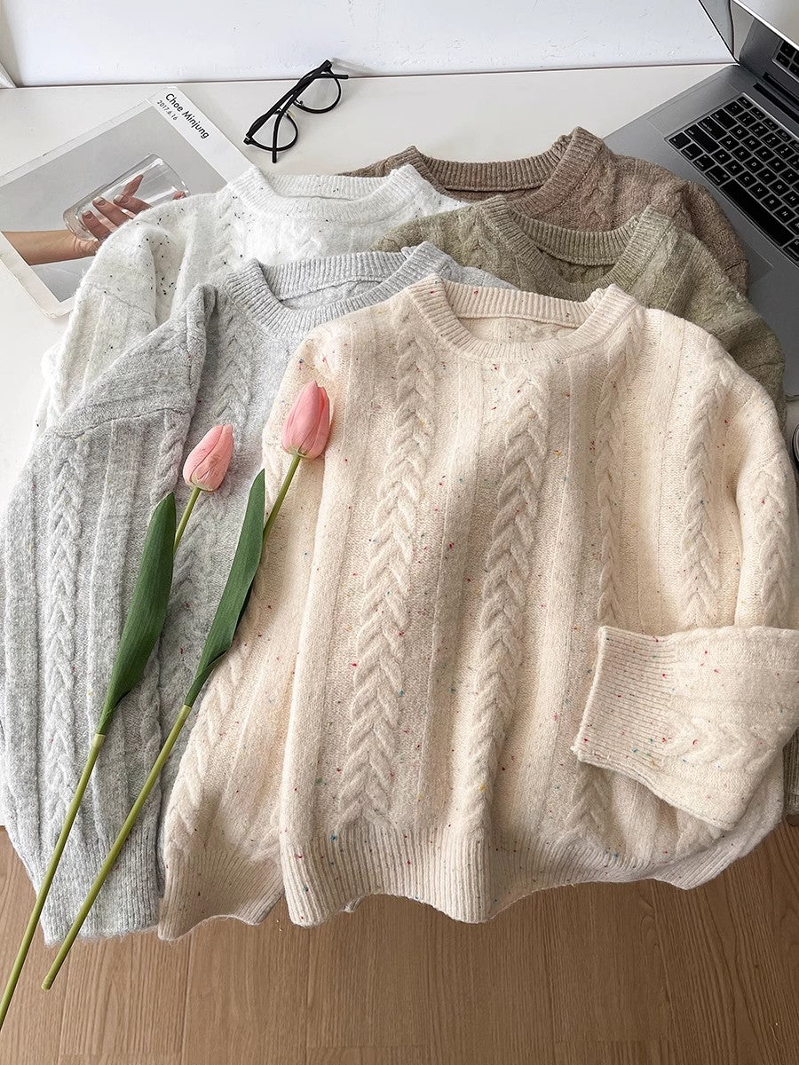 solid color round neck sweater soft knitted sweater top     S4754