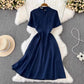 short-sleeved A-line dress elegant long skirt       S5043