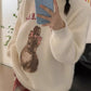 sweet design jacquard round neck knitted top      S4682