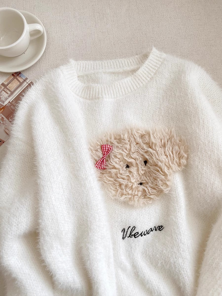 Sweet soft round neck long-sleeved knitted sweater    S4723