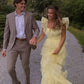 A-Line Yellow Tulle Long Prom Dress,  Tulle Formal Dress      S4151