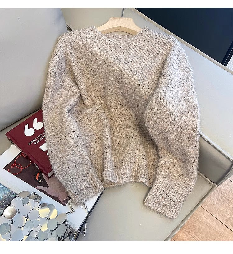 Popular Color Dot Round Neck Sweater Women's New Casual Sweater   S4891