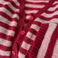 Sweet V-neck striped sweater coat long-sleeved knitted cardigan   S4769