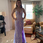 Long Purple Sequin Long Prom Dresses    S5002