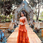 Strapless Orange Long Prom Dress Summer Outfit         S5298