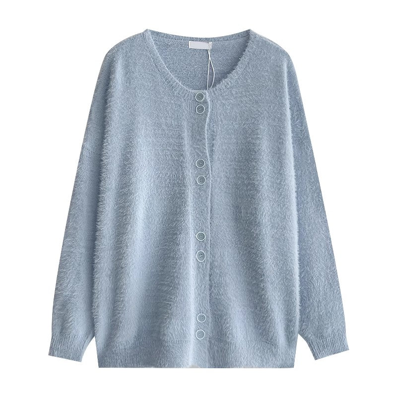 Winter casual blue knitted cardigan sweater jacket     S4738