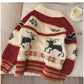 Christmas jacquard long-sleeved sweater jacket for women knitted cardigan    S4846