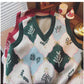 Retro jacquard V-neck knitted vest for women new style vest top     S5019