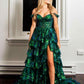 Green Lace Tiered Tulle Long Formal Dress        S5184