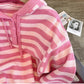 Pink striped sweater jacket for women      S4823