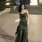 Sexy Mermaid Straps Green Party Dresses Satin Long Prom Dresses       S5245