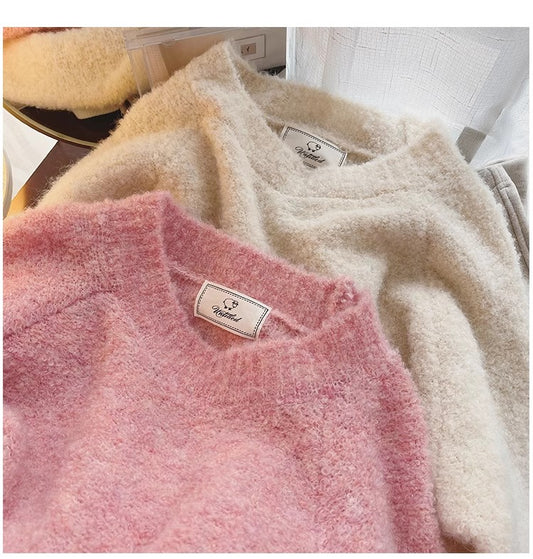 Solid color soft sweater for women knitted top      S4816