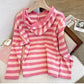 Pink striped sweater jacket for women      S4823