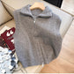 Retro stand-up collar knitted vest for women new design simple zipper sweater vest trendy      S5006
