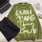 Sweet and cute rabbit cartoon soft round neck sweater knitted top   S4724