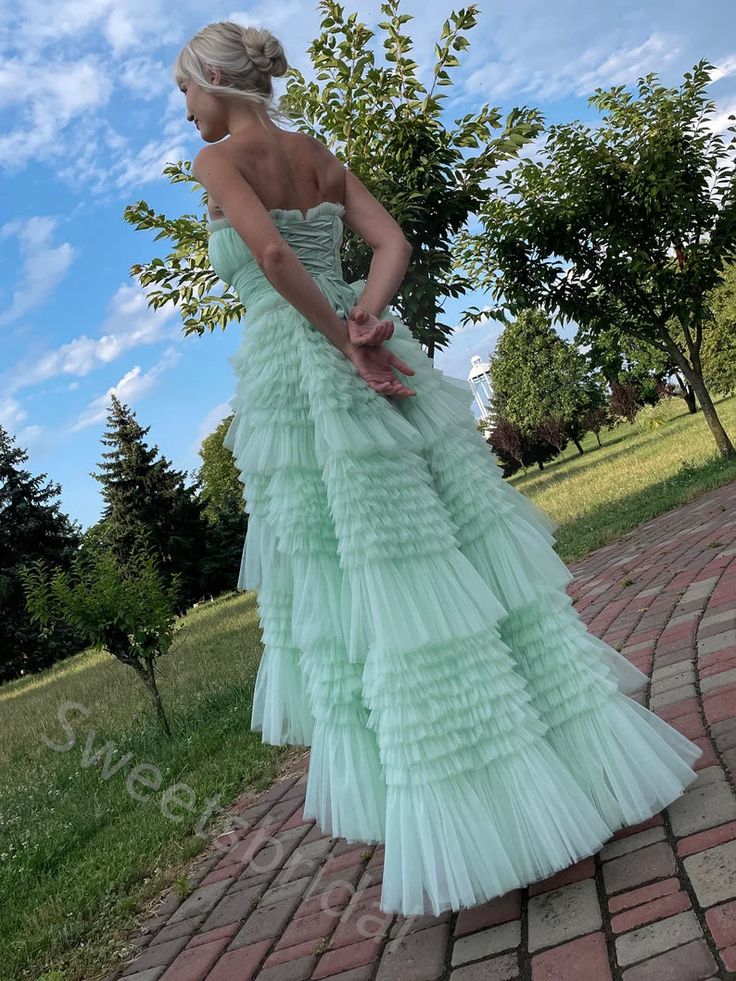 Sexy Strapess Sleeveless Ruffle A-line Floor length Prom Dress    S5158