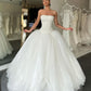 A Line Wedding Dresses for bride Strapless Pearls Beads Top Tulle Wedding Dress bridal gowns    S5105