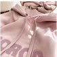 Sweet pink hooded sweatshirt for women embroidered top     S4933