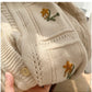 embroidered round neck sweater jacket for women soft knitted cardigan     S4807