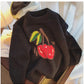 cherry jacquard round neck sweater for women pullover sweater    S4920