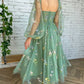 Elegant Long Sleeves Tulle Tea Length Puffy Prom Dress, Bridesmaid Dresses   S4811