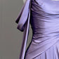 Modest Purple Satin Long Prom Dress,Purple Evening Dress         S5183