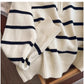 New striped sweater for women chic half zipper knitted top     S4885