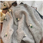 Retro embroidered flower round neck sweater for women long-sleeved sweater    S4805