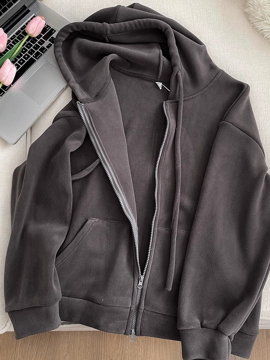 zippered hooded jacket      S4761
