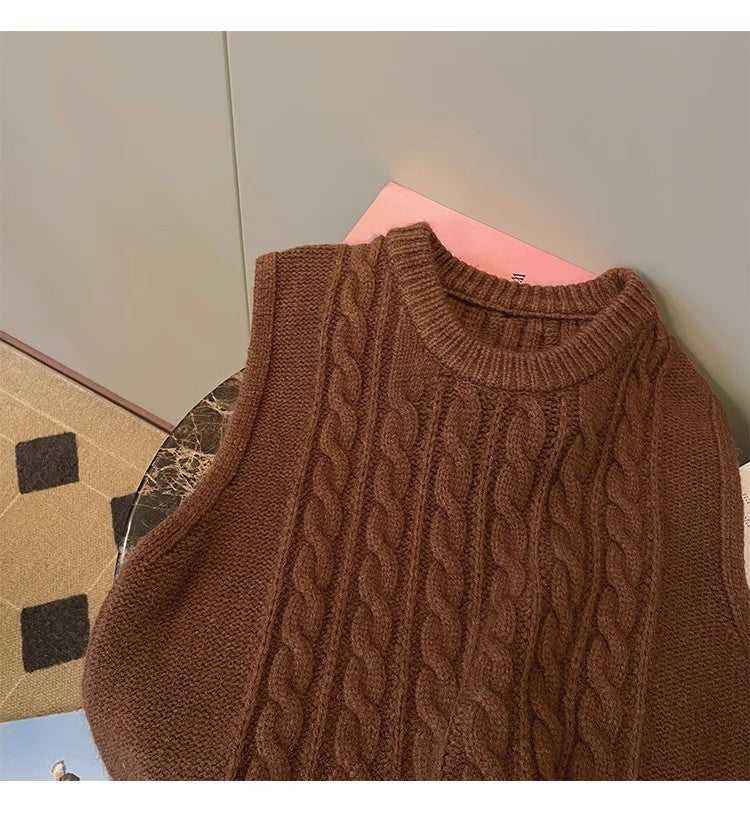 sweater vest for women new retro knitted vest outer wear      S5032