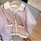 knitted cardigan for women POLO collar sweater jacket     S4848