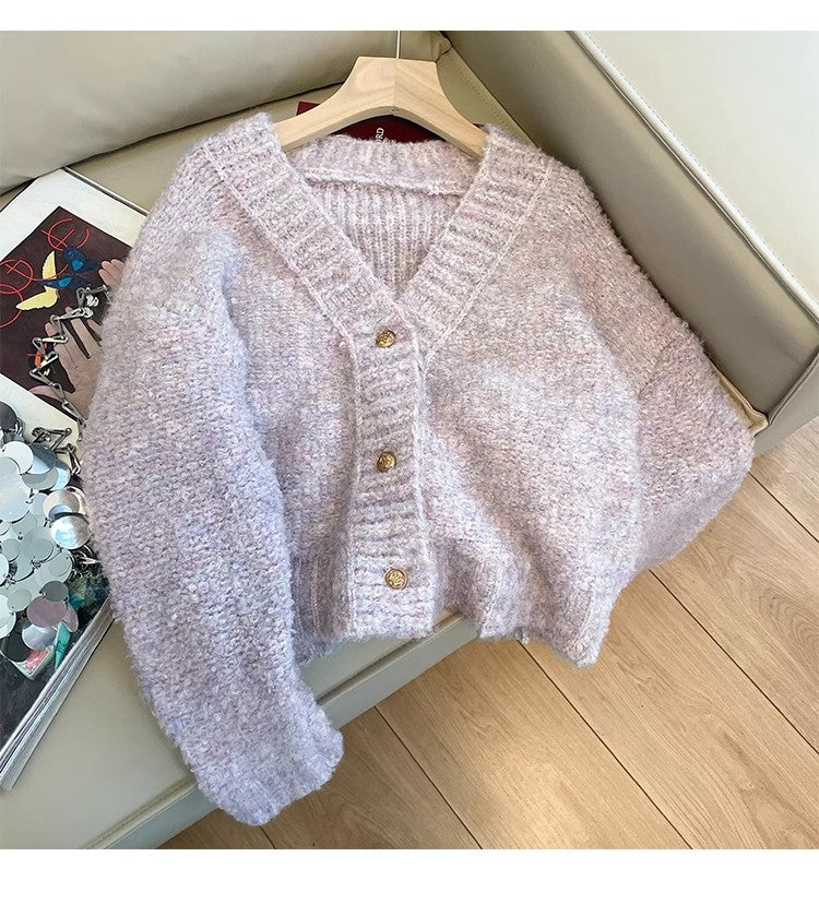 V-neck knitted cardigan for women long-sleeved sweater jacket     S4884