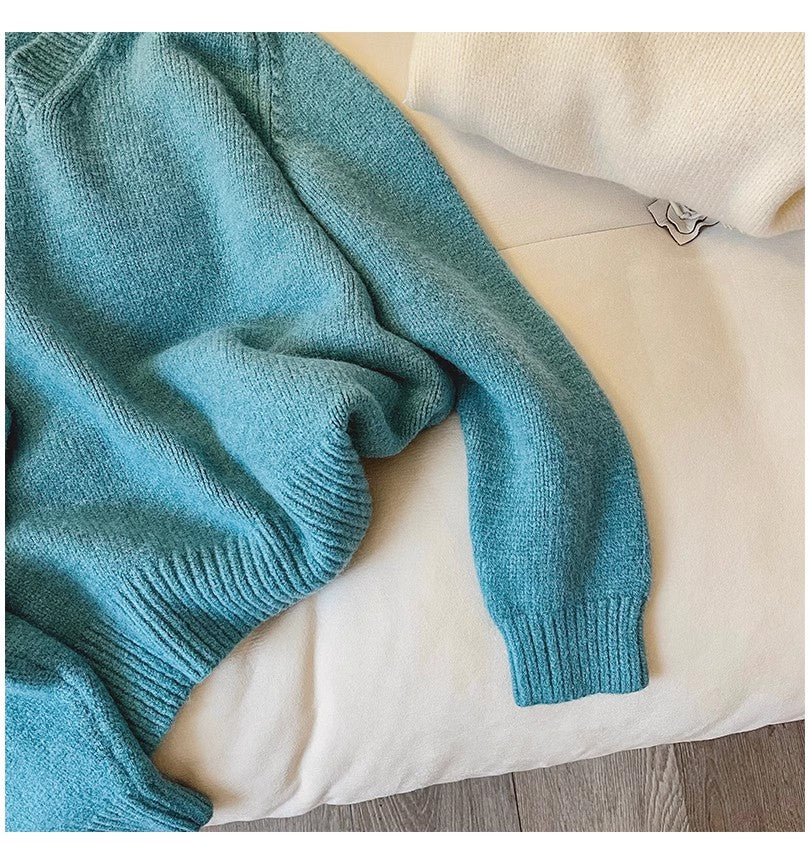 Solid color V-neck sweater for women new design long-sleeved sweater   S4890