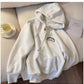 Fashionable cartoon embroidered hooded sweatshirt for women      S4934