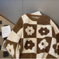 Retro flower embroidered round neck sweater for women long-sleeved sweater     S4904