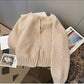 Solid Color Zipper Sweater Jacket Women's New Short Knitted Cardigan     S4858
