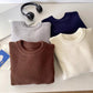 solid color simple long-sleeved round neck knitted sweater    S4768