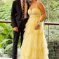 Yellow Straps Multi-Tiered A-Line Long Prom Dress    S5157