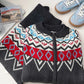 jacquard round neck long-sleeved sweater jacket + knitted skirt two-piece set     S4746