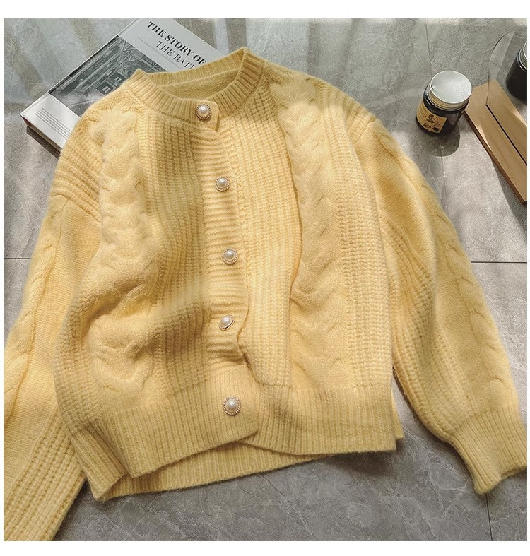 Sweater jacket women's chic soft long-sleeved knitted cardigan top      S4841