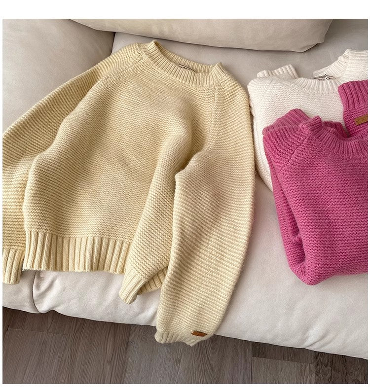 Women's round neck sweater soft long-sleeved sweater trendy     S4870