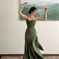 Sexy Mermaid Straps Green Party Dresses Satin Long Prom Dresses       S5245
