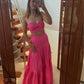 Pretty Two Piece Long Prom Dresses, A Line Formal Evening Dresses     S5091