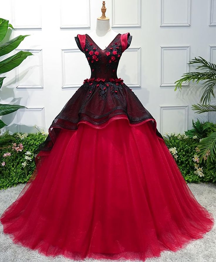 Unique V Neck Tulle Long Prom Dress, Evening Dress       S5195