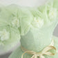 A-Line Off Shoulder Tulle Green Long Prom Dress, Green Sweet 16 Dress     S5143