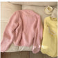 Pink jacquard round neck sweater for women long-sleeved sweater     S4845