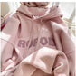 Sweet pink hooded sweatshirt for women embroidered top     S4933