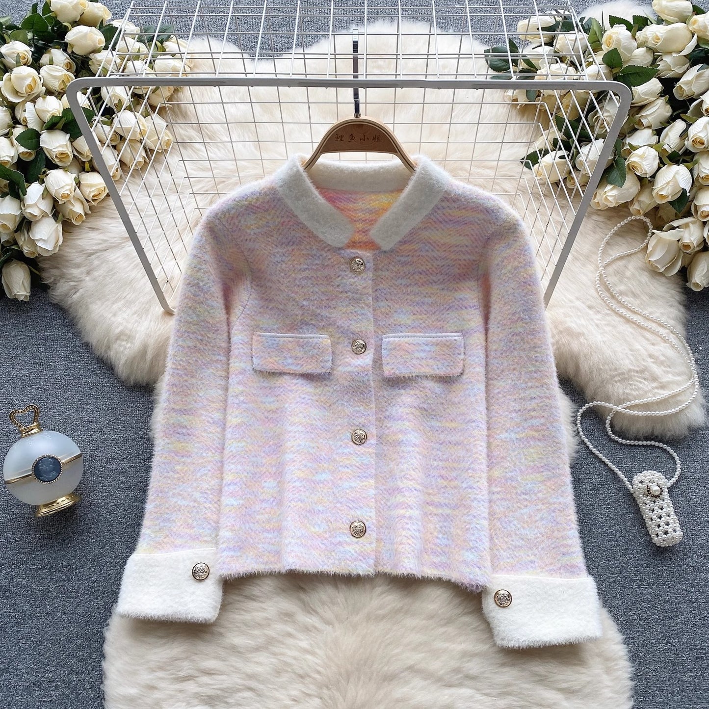 sweater jacket for women sweet style knitted cardigan top     S4649