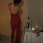 Red Sparkly Formal Dresses, Custom Make Evening Dress, Backless Formal Dress, Mermaid Evening Dress      S1093